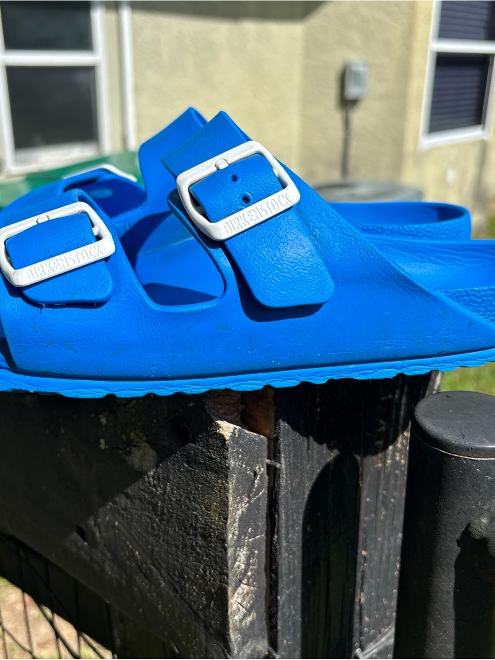 Bright Blue Birkenstocks Double-Buckle Sandals SZ 10 - Picture 6 of 7